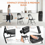 Upgrade 18% Thicker 6 Pack Folding Chair with Cushion | Heavy Duty Folding Chair for Outside and Indoor Leather Padded Folding Chairs Durable Steel Frame for Home and Office Party