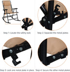 Amazon Basics Outdoor Portable Folding Rocking Chair with Headrest, Ergonomic Design, Weather-resistant Patio Reclining Lounge Chair for Porch, 33.6 x 37.4 x 26 inch, Beige