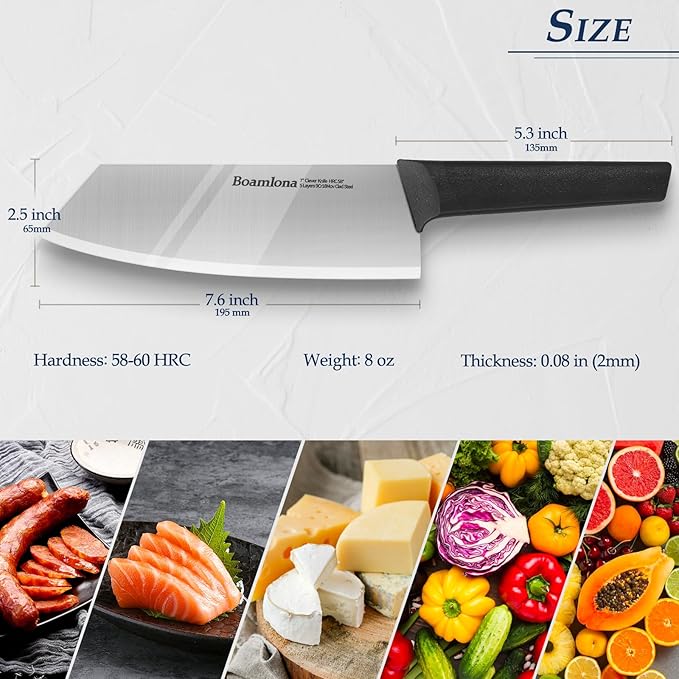 7.6 in. Professional Kitchen Knife, Sharp 9Cr18MoV High Carbon Steel Clever Knives, Lightweight and Anti-Slip, Suitable for Cutting Vegetables, Meat and Fruits in Daily Use, Gift Box Included