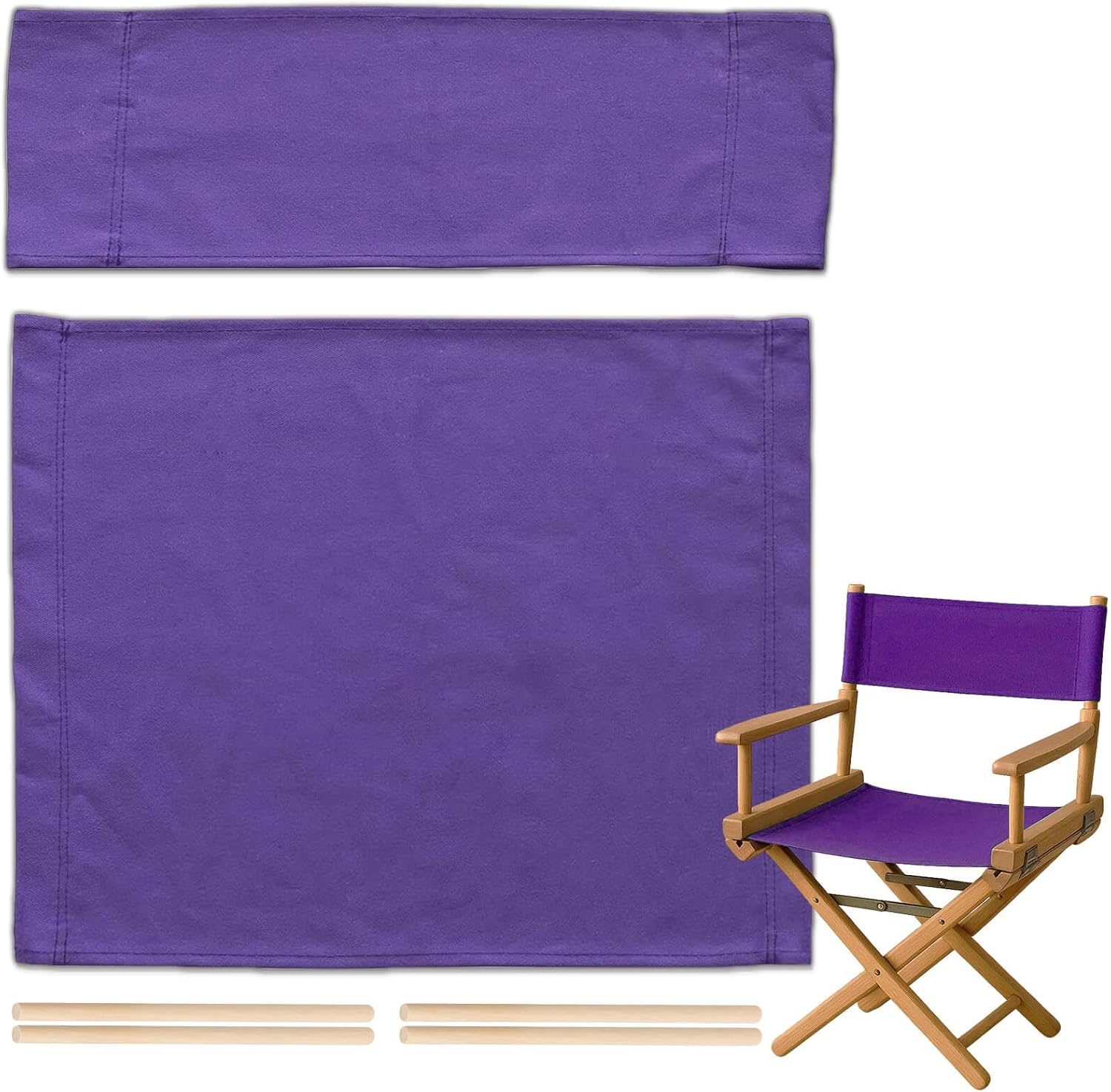 STAY GENT Director's Chair Canvas Replacement Kit 21"L x 8"W - 21"L x 16.5"W Replacement Canvas Durable Cotton Canvas Seat & Back Covers for Makeup, Movie, Show, Outdoor Patio Stools, 1 Set Purple