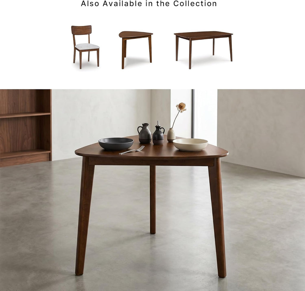 Signature Design By Ashley Lyncott Casual Triangle Dining Room Table, Mid-Century Modern, Seats 3, Rounded Corners, Wood, 35.25" W x 33.5" D x 30" H, Brown