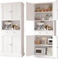 Apicizon 71’’ Tall Kitchen Pantry Storage Cabinet, Modern Kitchen Hutch Bar Cabinet with Microwave Stand & 3 Adjustable Shelves, Cupboard with Drawers, Wood Buffet Sideboard for Dining Room, White