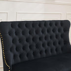 Modern Loveseat Settee Bench Sofa Couch, 46" Dining Bench with Wing Back,Nailhead Trim,Gold Stainless Steel Legs, Upholstered Banquette Entryway Bench for Dining Living Room Hallway Entryway,Black