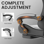Ergonomic Gaming & Office Chair, Footrest, Racing Design Black/Grey | PVC with headrest,lumbar, Adjustable Height recliner for adults 2D-Linkage Armrests for 300LBS
