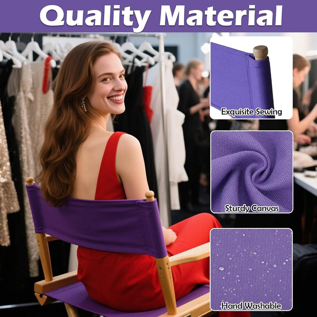 STAY GENT Director's Chair Canvas Replacement Kit 21"L x 8"W - 21"L x 16.5"W Replacement Canvas Durable Cotton Canvas Seat & Back Covers for Makeup, Movie, Show, Outdoor Patio Stools, 1 Set Purple