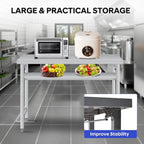 48" x 24" Stainless Steel Folding Table - 920 LBS Commercial Foldable Prep Table, Metal Worktable with Adjustable Undershelf and Feet, for Home Kitchen Restaurant Garage Warehouse, Heavy Duty
