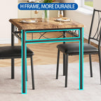 GAOMON 3-Piece Dining Table Set for 2, Square Space-Saving Kitchen Table & 2 Upholstered Chairs for 2, Compact Apartment Kitchen & Dining Room Set Furniture for Small Spaces, Rustic Brown