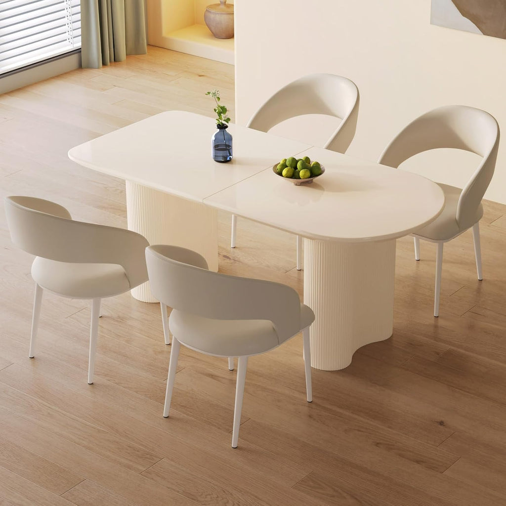 Rectangle Dining Table Set for 4, Modern Dinner Table with 4 Chairs for Kitchen, White Indoor 5 Pieces Kitchen Table Set, 62.99" L