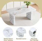 gopop 7 Piece Dining Table Set, Marble Dining Table Set for 6, 63" White Marble Pattern MDF Tabletop and Legs, 6 Leather Kitchen Chairs with Chrome Plated Metal Legs for Kitchen