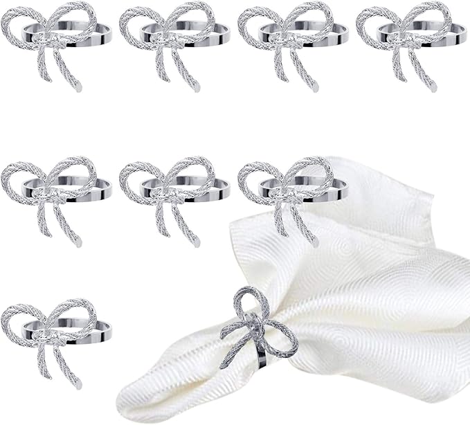 Pack of 18 Napkin Rings Alloy Hollow Out Flower Napkin Holder Dinning Table Napkin Ring for Dinner Parties Wedding Banquet Table Setting Family Gatherings Table Decor（Silver，18）