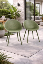 2xhome Modern Patio Dining Chair | Perforated Oval Egg-Shaped Breathable Weather Resistant Lounge Side Chair for Kitchen Indoor or Outdoor Use (Set of 2 Chairs, Green)
