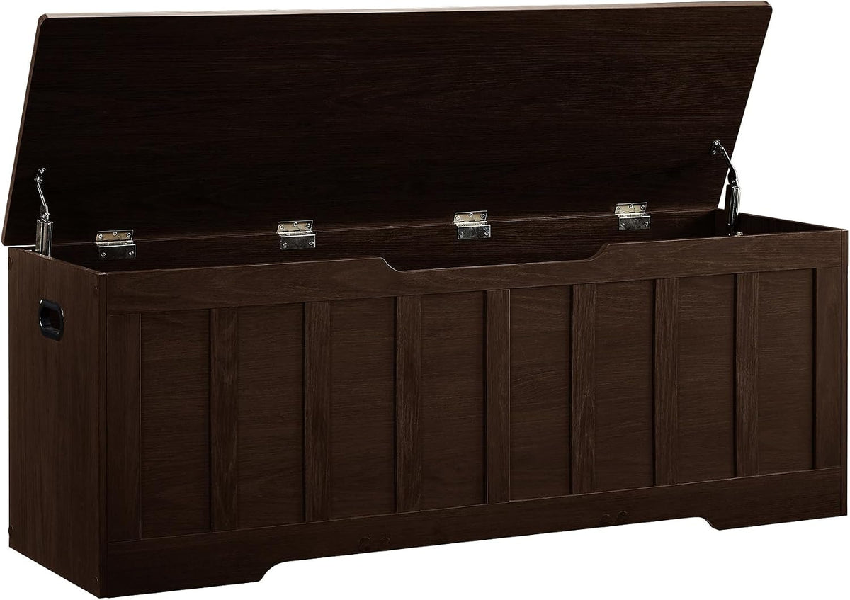 VANKILEY 51.2" Storage Chest Extra Large,Wooden Storage Bench,Espresso | Chest with 2 Safety Hinges, 51.2*15.7*19.1inches, Wooden Trunk for Bedroom, Livingroom,Entryway,Easy Assembly.