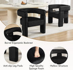 Black Dining Chairs Set of 4, Upholstered Velvet Barrel Chairs with Arms Comfy Side Chairs for Living Room/Dining Room/Reception