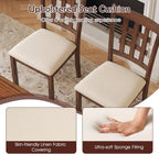 Giantex Wooden Dining Chairs Set of 4, Linen Fabric Upholstered Kitchen Chairs w/Rubber Wood Frame, Padded Seat, High Curved Back, Farmhouse Armless Side Chairs, Living Dining Room Restaurant