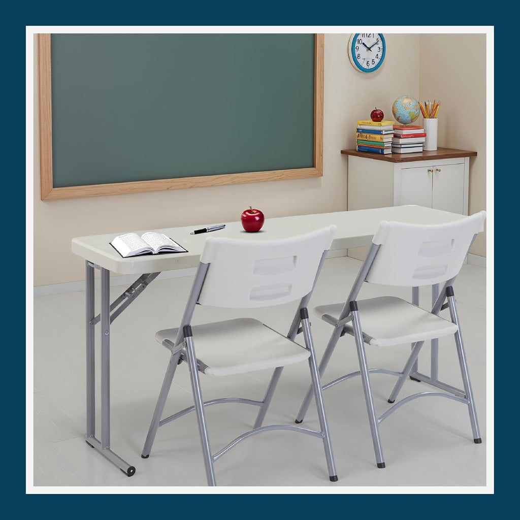 OEF Furnishings OEFBT-SEM1896 Commercial-Grade Premium Industrial Seminar Folding Table with Thick Blow-Molded Top and 16-Gauge Cantilever Steel Legs (Seminar, 18" × 96", Speckled Gray Top)