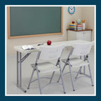 OEF Furnishings OEFBT-SEM1896 Commercial-Grade Premium Industrial Seminar Folding Table with Thick Blow-Molded Top and 16-Gauge Cantilever Steel Legs (Seminar, 18" × 96", Speckled Gray Top)