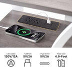 OLIXIS End Table with Charging Station, Modern Curved Nightstand Set of 2