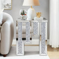Crushed Diamond Side Table, Mirrored Accent End Table & Sofa Table for Living Room, Luxury Bling Crystal Nightstand, Fully Assembled Drop-Tested Packaging for Bedroom, Entryway