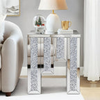 Crushed Diamond Side Table, Mirrored Accent End Table & Sofa Table for Living Room, Luxury Bling Crystal Nightstand, Fully Assembled Drop-Tested Packaging for Bedroom, Entryway