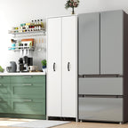 JOYSOURCE Tall Kitchen Pantry Cabinet with Pull-Out Shelves Large 2- Door Free Standing Storage Cabinet for Food, Spice White
