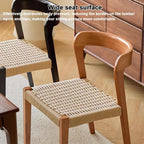 Etlegor Farmhouse Rattan Dining Chairs, Mid Century Wood Kitchen Chairs with Comfortable Woven Seat for Kitchen, Restaurant, Office, Tea Room(Walnut)