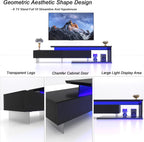 LED TV Stand for 65 75 85 Inch TV, Extendable Entertainment Center | 60 70 80 90 Inch TV Console Equipped with Light String, Two Pull-Down Door, TV Table for Living Room, Black
