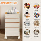 360° Movable Rotating Storage End Table Sofa Side Cabinet Laptop Bedside Table with 5 Tiers Shelves 4 Universal Casters for Living Room Bedroom Sofa Dormitory, White