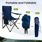 Portable Camping Chair 2 Pack, Folding Outdoor Chair with Cup Holder & Side Pocket for Camping, Hiking, Picnic, Beach (Navy Blue, 2 Pack)