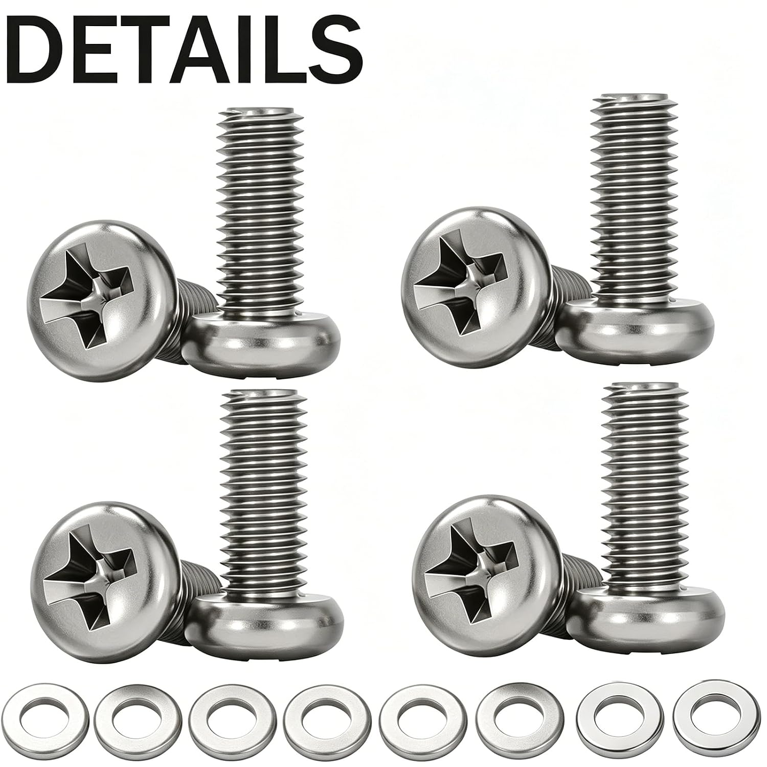 M4 Screws M4x12mm for TV Mount or Monitor 30 Inch or Small VESA Mount Screw Mounting Phillips Head Screw Pack of 8
