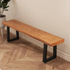 Solid Wood Top Bench with Metal Legs Durable Long Bench for Home Office Living Room Dining Room Versatile Multi Size Options Perfect Chair Stool Dining Chair (Light brown bench, 78.74in)