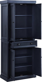 Crosley Furniture Seaside Coastal Pantry Storage Cabinet with Shelves, Kitchen, Dining, or Laundry Room, Distressed Navy