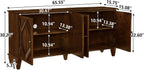 LKTART 65" Mid Century Sideboard Buffet Cabinet with Solid Wood Legs,Accent Storage Cabinet Credenza with 4 Doors for Living Room,Entryway,Kitchen(Walnut)