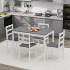COSTWAY 5-Piece Dining Table Set for 4 w/Rubber Wood Structure, Grey | Spacious Tabletop, Anti-Slip Pads, Rubber Wood Legs, Space-Saving Design for Small Place, Apartment, Studio, Restaurant