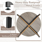 COSTWAY Coffee Table Set of 3, Wood Grain Round Coffee Table and 2 Square End Side Tables with Metal Frame, Modern 3-Piece Living Room Tables Set for Small Space, Apartment (Gray & Black)