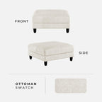 Lexicon Modern Ottoman, Foot Stools, Living Room Foot Rest, Module for Sectional Sofa, 40" Microfiber Upholstery Square Ottoman for Living Room/Bedroom, Assembled, Beige