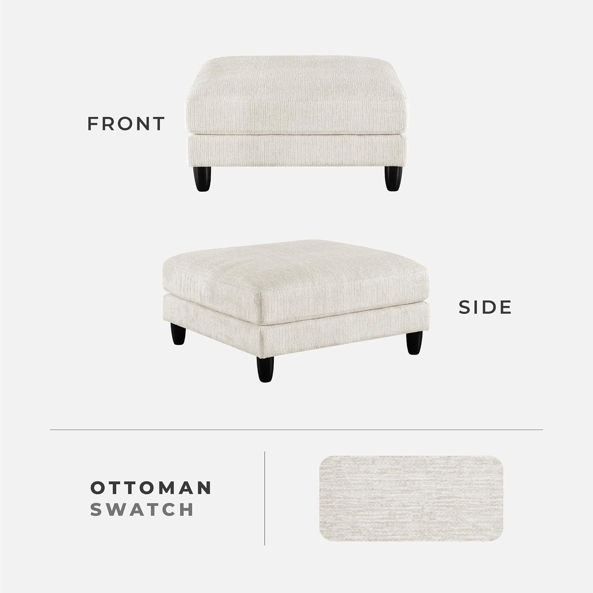 Lexicon Modern Ottoman, Foot Stools, Living Room Foot Rest, Module for Sectional Sofa, 40" Microfiber Upholstery Square Ottoman for Living Room/Bedroom, Assembled, Beige
