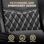 GTPLAYER Gaming Chair, High Back Leather Computer Gaming Chair with Footrest, Ergonomic Height Adjustable Office Chair with Removable Cover and Lumbar Support for Gaming & Work,Black