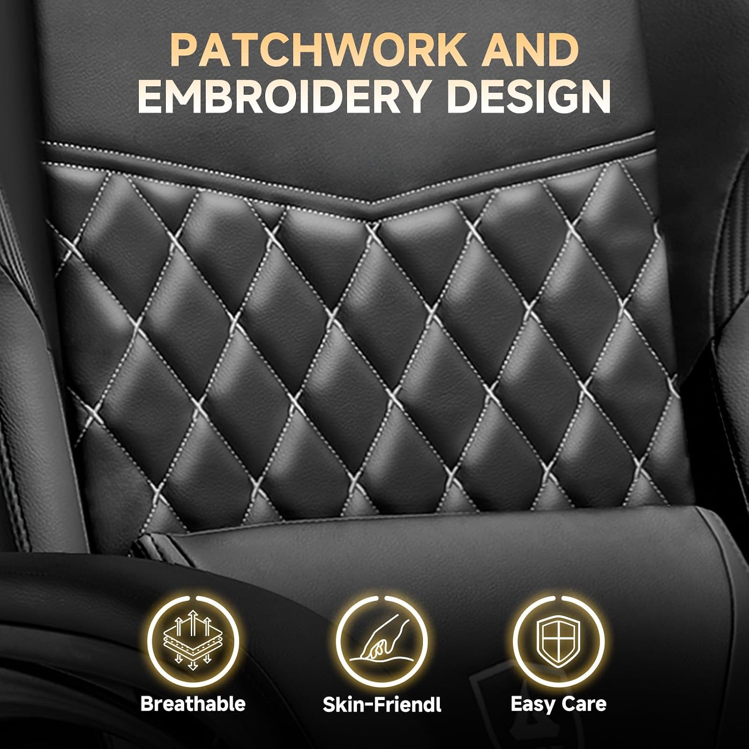 GTPLAYER Gaming Chair, High Back Leather Computer Gaming Chair with Footrest, Ergonomic Height Adjustable Office Chair with Removable Cover and Lumbar Support for Gaming & Work,Black