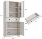 Garvee 71" Kitchen Pantry Cabinet, Barn Door Freestanding Cupboard with Drawer, Sliding Storage Rack, and 6 Hanging Shelves for Kitchen, Dining Room, Living Room Bedroom