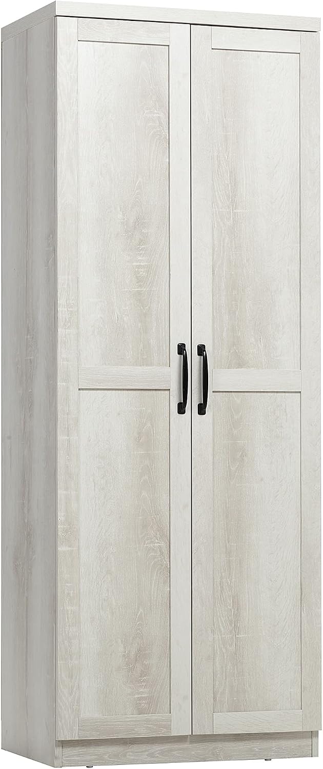 63" 2-Door Kitchen Pantry, Freestanding Storage Cabinet with 5-Tier Shelving and 2 Adjustable Shelves for Dining Room, Antique White
