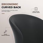 Faux Leather Dining Chairs Set of 4, Curved Back Upholstered Accent Chair, Modern Kitchen Side Chair with Metal Legs for Dining Room, Living Room, Bedroom, Black