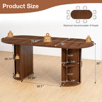 HOMMPA Oval Dining Table with Dual Side Storage 70.8" Modern Kitchen Table for 4 6 Person Farmhouse Table with Wood Strip Doors Wooden Round Dinner Tables for Kitchen Dining Room Living Room Walnut