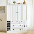 roomfitters 71" Kitchen Pantry Organizers and Storage Kitchen Cabinet, Power Outlet, Wine Rack, 5 Drawers, Pull-Out Shelf, White