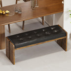 Upholstered Dining Room Bench, Ottoman Bench with PU Leather Padded Seat, Bedroom Bench, Hallway Bench, Entryway Bench for Kitchen, Living Room, Hallway, Entryway, Brown and Black