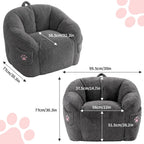 Vipbear Cat Paw Bean Bag Chair, Oversized Air-Cushion Sofa Chair Dark Gray | 39", air-cushion filling, cat paw Pocket, carry handle, oversized firm support, ergonomic, plush faux fur, gaming, reading