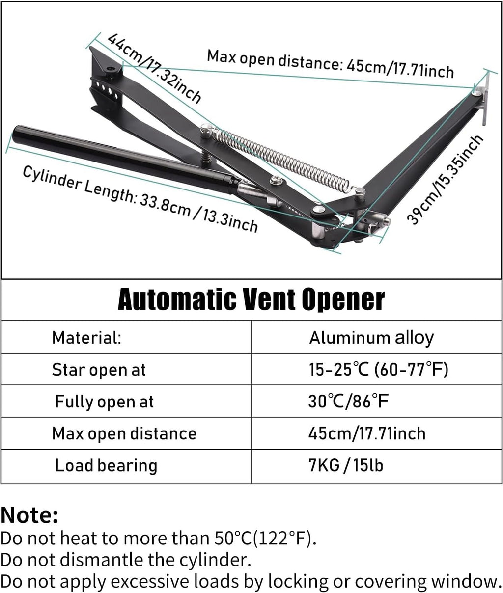 2X Auto Vent Opener Automatic Greenhouse Windows Opener Temperature Sensitive Roof Vent Opener Auto Vent Kit Gardening Tools Greenhouse Accessories Hothouse Roof Vent Kit (Dual Spring Up to 30lbs)