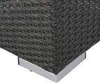Hassyee PE Rattan Grey Patio Ottoman with Thick Cushions for Poolside, Lawn, Outdoor Square Foot Stool with Iron Frame for Living Room, Garden, Backyard, Classic Footrest