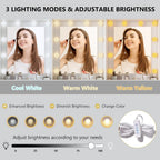 Xixini 44" Vanity Desk with Mirror & Lights, Glass Storage Cabinets, White | Makeup Table Set with Charging Station, RGB Light Strip, 7 Drawers & Open Shelf, 3 Light Modes & Dimmable for Women & Girls