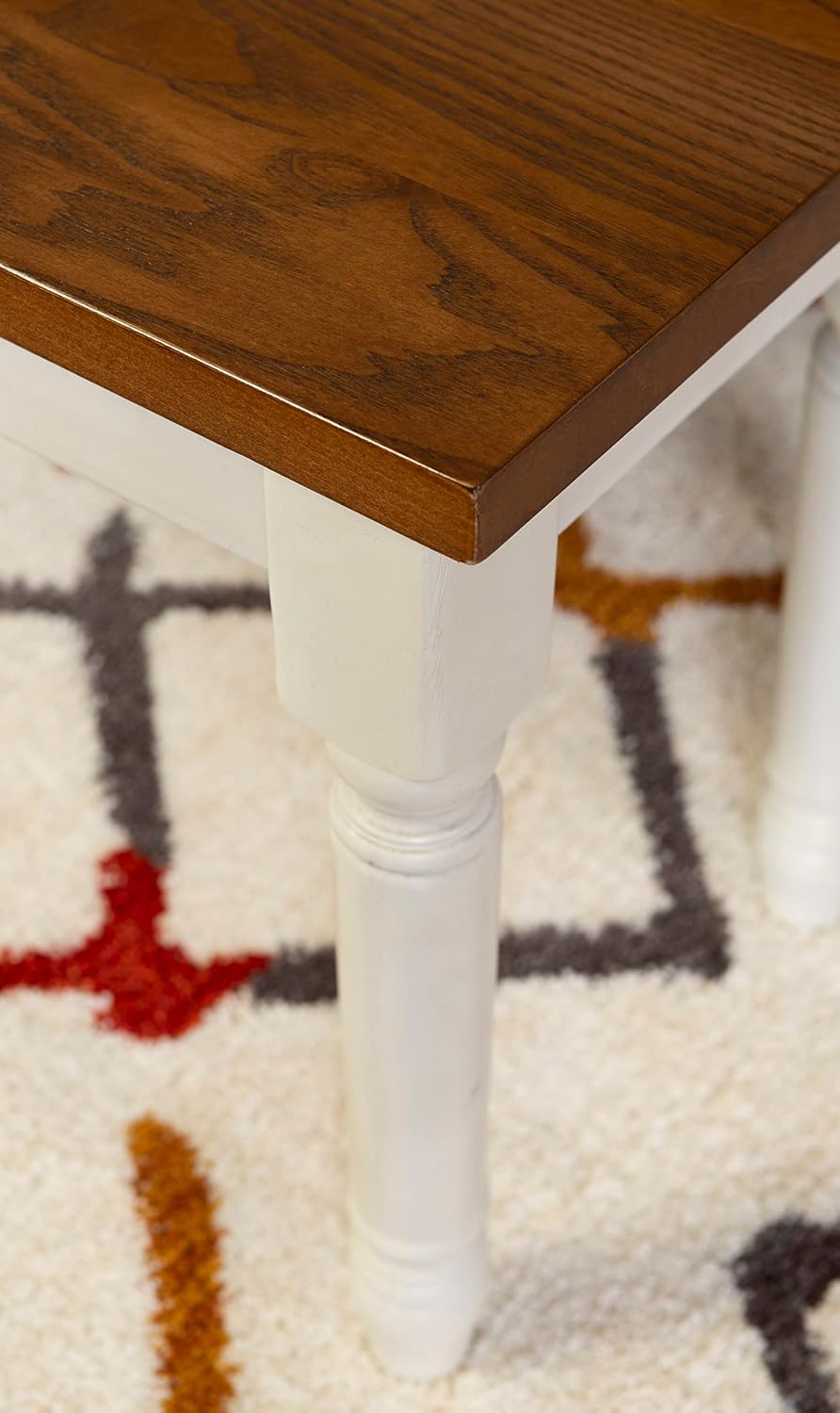 Willow White Backless Dining Bench with Honey Brown Wood Top by Powell