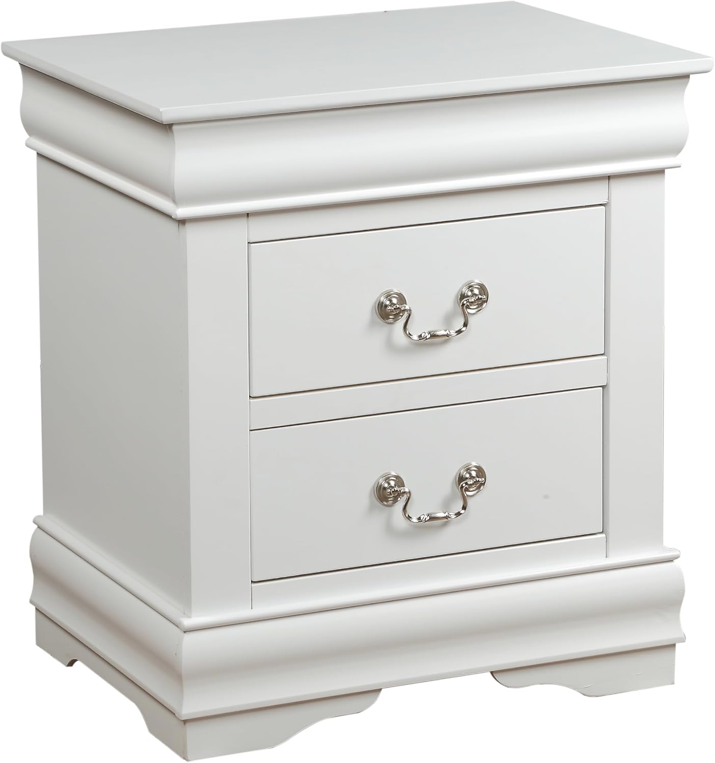 Knocbel Traditional Nightstand End Tables Side Table with 2 Drawers and Metal Handles for Bedroom Living Room Entryway, Fully Assembled, 21" W x 15" D x 24" H White